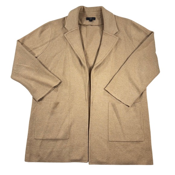 J.Crew 365 Women's M Tan Open Front Knit Sweater Blazer Coat Jacket Wool Blend - Picture 1 of 7